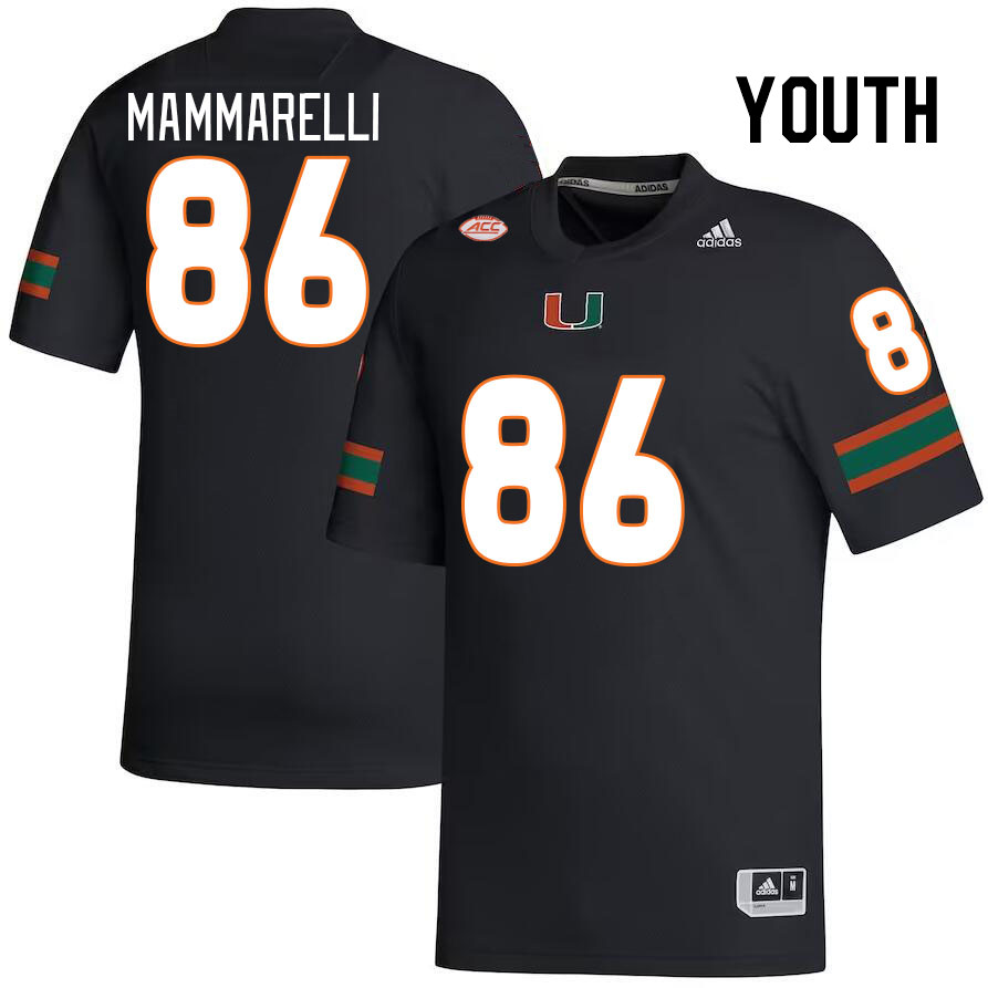 Youth #86 Dominic Mammarelli Miami Hurricanes College Football Jerseys Stitched-Black